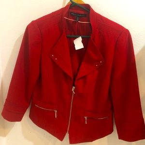 Vibrant  short red biker jacket.Worn once.